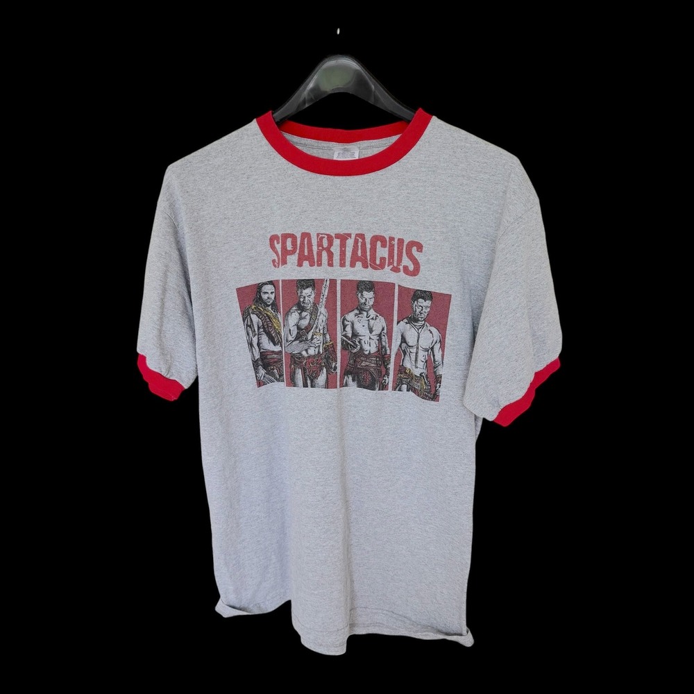 Spartacus Blood and Sand Anvil Ringer T-Shirt XL Gray Red Graphic TV Series